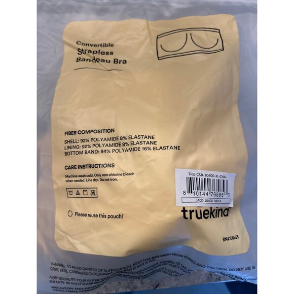 Truekind® Convertible Strapless Bandeau Bra XL - Picture 5 of 7